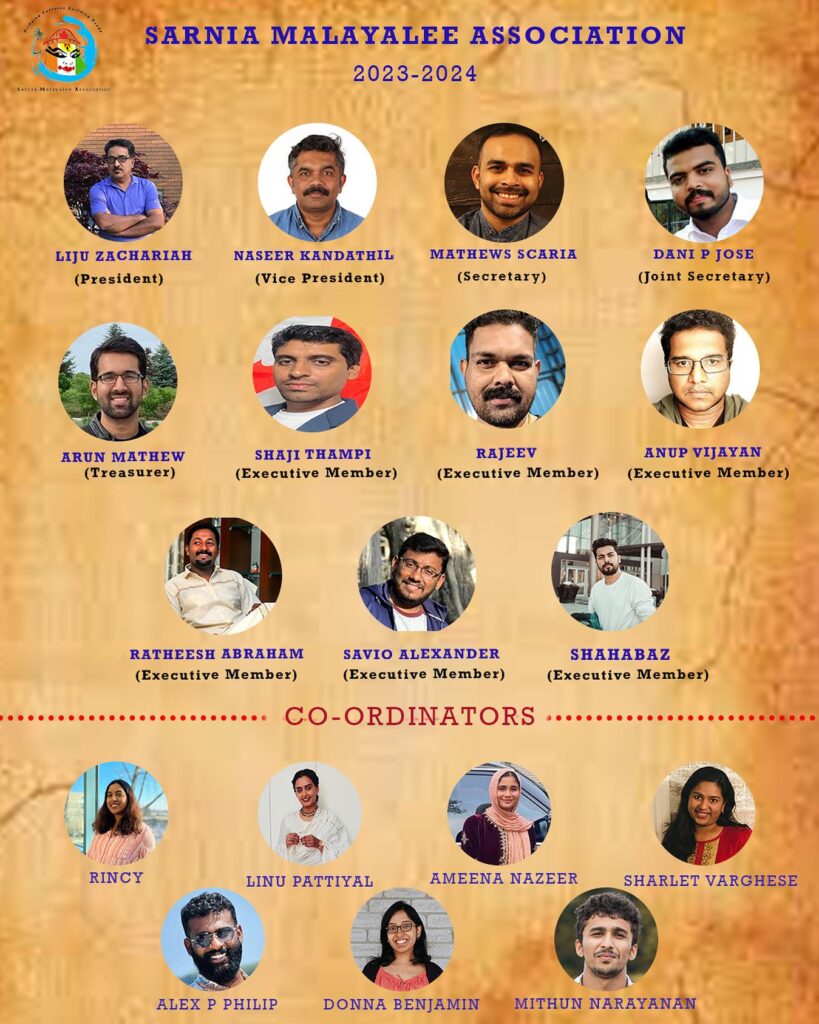 sarnia malayalee association Executive Members